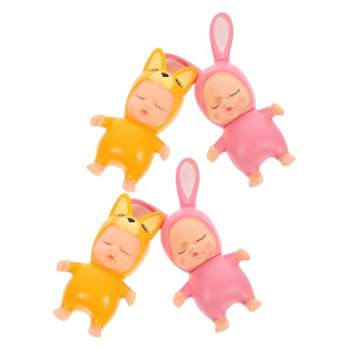 Warmhm 4 Stück Schlafender -Kuchen-Korb entzückende Tortenfigur Babypuppenfiguren Kuchen-Hasen-Topper party decoration party dekoration entzückende Kuchenfiguren Partyversorgung PVC von Warmhm