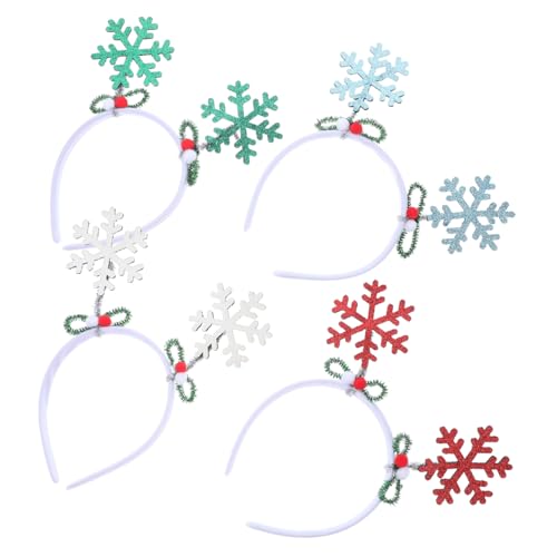 Warmhm 4 Stück Teiliges Glitzer Schneeflocken Weiche und Leichte Weihnachts Haarreifen Festliche Winterparty Haarbänder für Xmas und Neujahr Bequeme Kopfbedeckung für Erwachsene von Warmhm