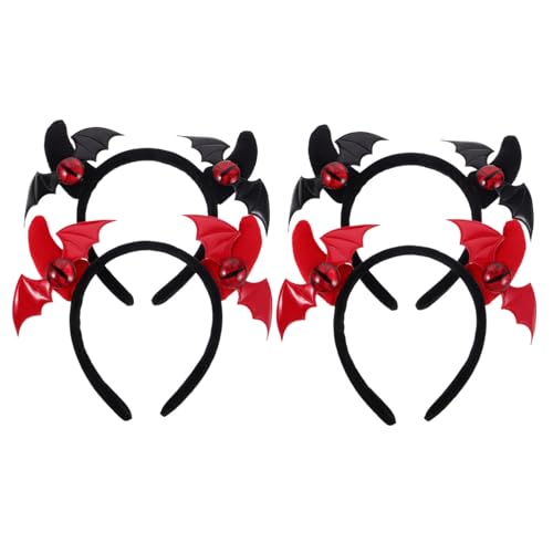 Warmhm 4 Stück Teiliges Halloween Teufelshorn Haarreif Dunkle Dämonenhörner für Damen und Mädchen Leichtes Cosplay Stirnband für Halloween Party Dramatische Verkleidung und Bequemer Sitz von Warmhm