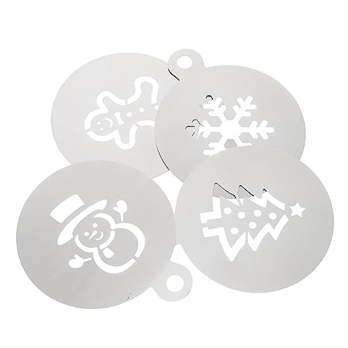 Warmhm 4 Stück Weihnachts Schablonen für Kuchen Kaffee und Kekse Teiliges Wiederverwendbare Backvorlagen aus Leichtem Material für Kreative Dekorationen und Diy Projekte von Warmhm