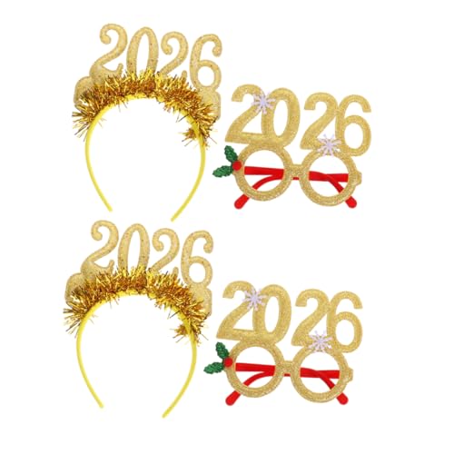 Warmhm 4-teiliges Partyzubehör Zum Neujahr 2026 – Glitzernde Stirnbänder Und Brillen Für Die Silvesterparty 2026, Feiertagsgeschenke von Warmhm