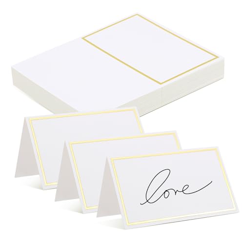 Warmhm 40 Stück Tischkarten Weiß mit Goldfolienrand Blanko Platzkarten für Dinner Party Banquet und Tischdekoration Dickes Papier Vielseitig Beschreibbar für Reservierung und Warmhm 40 Stück Tischkarten Weiß mit Goldfolienrand Blanko Platzkarten für Dinner Party Banquet und Tischdekoration Dickes Papier Vielseitig Beschreibbar für Reservierung und von Warmhm