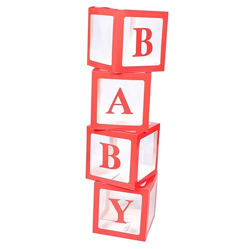 Warmhm 4er-box Ballon-box Baby-mädchen-ballon Baby-boxen Geschenke Für Mädchen Kuchendekorationen Babypartydekorationen Für Mädchen Süßigkeitendekorationen Babyblöcke Verpackung Papier von Warmhm