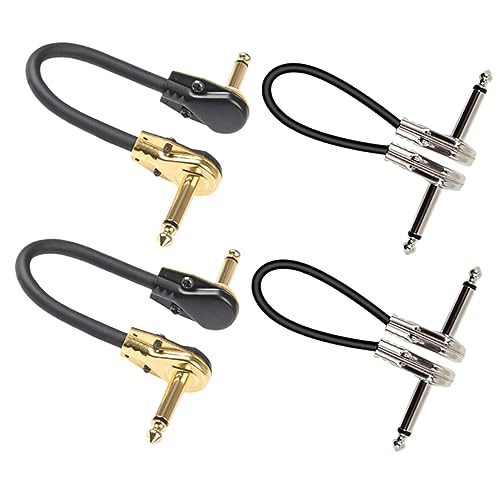 Warmhm 4Stücke Teiliges Gitarren Audiokabel Langlebige Patch Kabel für Gitarre Bass Mixer mit Goldenen und Silbernen Anschlüssen für Musikalische Geräte von Warmhm