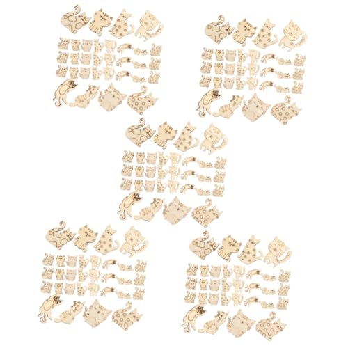 Warmhm 5 Sätze Holzspäne Für Katzen Leer Geformt Kind Lackierbar Ausgeschnitten Karikatur Katzenprodukt Hölzerne Katze Katzenform Katze Unvollendeter Katzenausschnitt 50 Stück * 5 von Warmhm