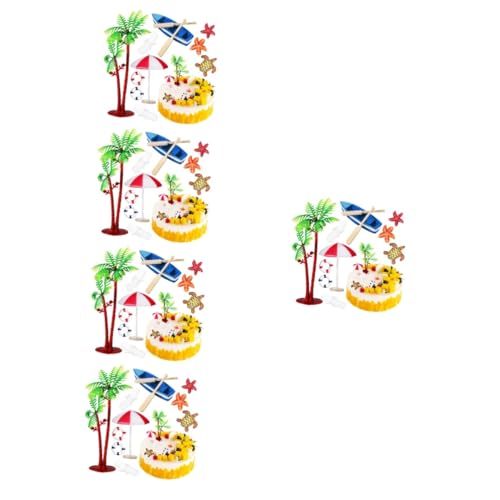 Warmhm 5 Sätze Kuchendekorationsverzierungen Tropisches -kuchendekorationen Kuchendekorationen Zum Thema Strand Baum Kuchenverzierung Topper Party Plastik 10 Stück * 5 von Warmhm