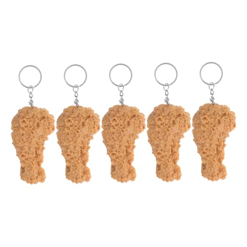 Warmhm 5 Stück Fünfteiliger Schlüsselanhänger mit Realistischer Hähnchenkeule Kreatives und Lustiges Accessoire für Partys und Reisen aus Strapazierfähigen Materialien Auffälliges Design von Warmhm