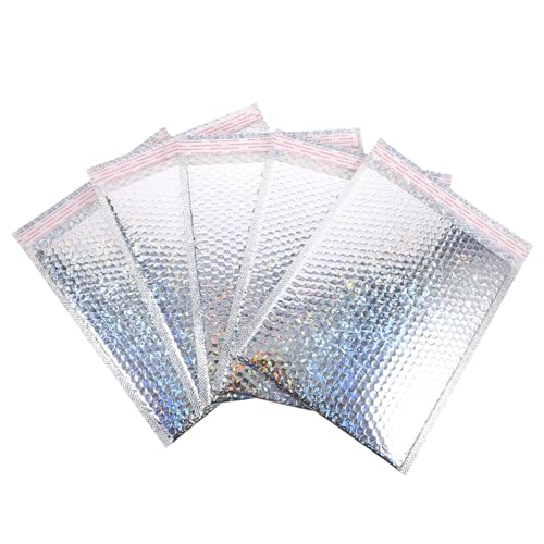 Warmhm 5 Stück Holographische Selbstklebende Versandtaschen Gepolsterte Verpackungsbeutel für Kleidung Stylisches Design Robuste und Vielseitige Lösung von Warmhm