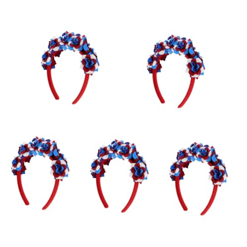 Warmhm 5 Stück Independence Day Haarband Rot Weiß Blau mit Blumen Patriotisches Party Kopfschmuck für Unabhängigkeitsfeier Stabiles Material Festliches Haaraccessoire für Familien und von Warmhm