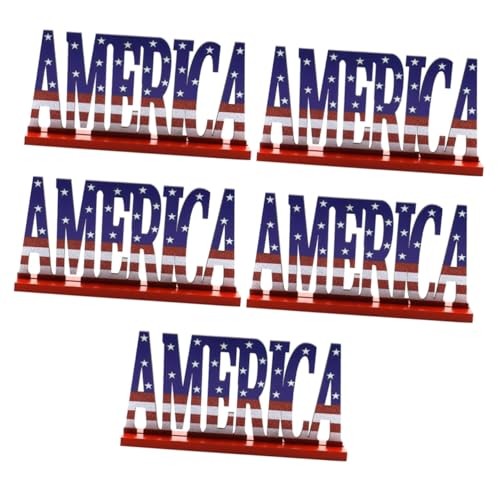Warmhm 5 Stück Independence Day Holzdekoration mit Glitzereffekt Festliches Alphabet aus Hochwertigem Holz für Tischdeko Patriotische Party Ornamente Langlebig und für und Festival von Warmhm