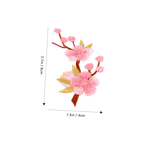 Warmhm 5 Stück Teiliges Gestickte Pflaumenblüten Bügelapplikationen Blossom Blumenmotive Selbstklebend und Bügelbar Reparieren und Verzieren von Jeans und Kleidung von Warmhm