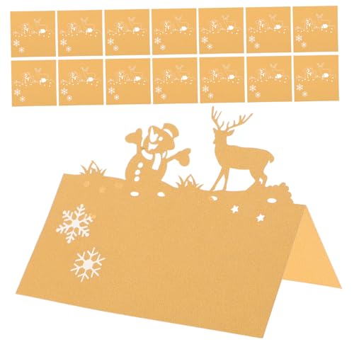Warmhm 50 Stück Tischkarten Für Die Weihnachtsfeier Schüttgut Thematisiert Winter-tischkarten Tischkarten Zum Beschriften Waschbar Elch Weihnachten Party Urlaub Begrüßen Golden Papier von Warmhm