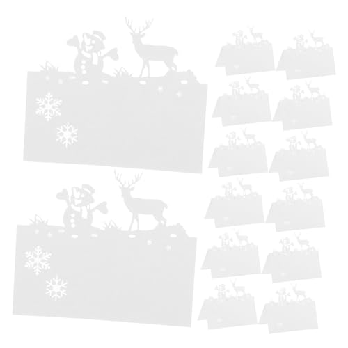Warmhm 50 Stück Tischkarten für die Weihnachtsfeier geprägt Schild waschbar Namenskarten für Weihnachten Ort Sitzplatzkarte Tischbestuhlungskarten Zelte nennen Hochzeitskarten Papier Weiß von Warmhm