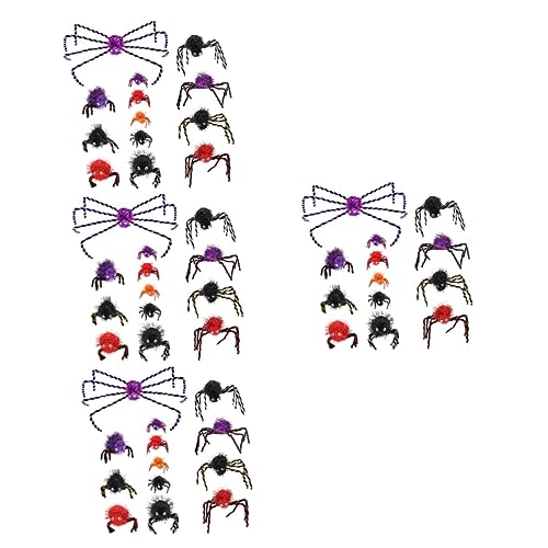 Warmhm 52 STK Halloween-Spinne Plüschtiere Spielset für Kinder Spielzeuge Ornament simuliertes Spinnenspielzeug Spinnenrequisiten künstlich Zubehör Kleidung falsche Spinne Dekorationen von Warmhm
