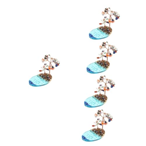 Warmhm 5St Sprühinsel am Meer Mikro-Landschaftsmodell-Dekor Kristalldekor Modelle Ornament Harzdekor Mikro-Landschaftsstatue Dekorationen Epoxidharz Bonsai Strand Kristallbaum von Warmhm