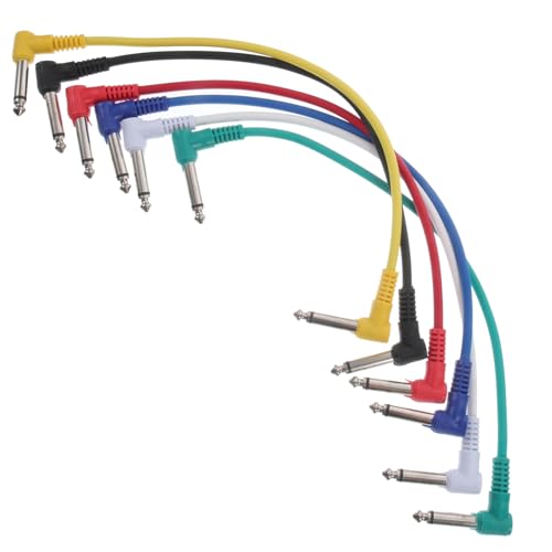 Warmhm 6 Stück Effektkabel Hilfsdraht farbig mit Stecker akustisch Flaches Patchkabel männlich gitarre Instrumenten-Patchkabel Instrumentenkabel E-Bass-Audiokabel PVC von Warmhm