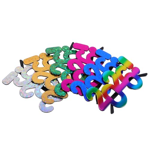 Warmhm 6 Stück Partybrillen aus Robustem Pc Material Leichte Langlebige Neuheits Sonnenbrillen mit Retro Zahlen Design als für Silvester Feiern und Abschlussfeste von Warmhm