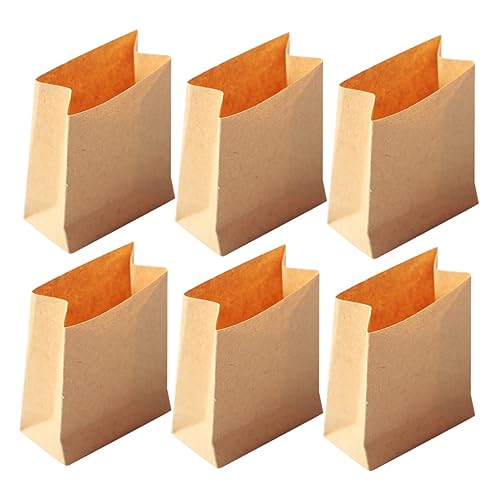 Warmhm 6 Stück Puppenhaus-Papiertüte Zubehör für Puppenhäuser winzig klein Machen Sie es Mini-Essen für kinderspielzeug Kid Toys Mini-Taschen Miniaturpapier Khaki von Warmhm