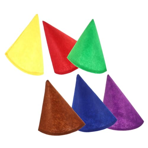 Warmhm 6 Stück Teiliges Bunte Filz-zwergenhüte mit Klassischem Kegeldesign Leichte Komfortable Partyhüte aus Weichem Filz für Halloween Weihnachten Geburtstag und Kostümfeste von Warmhm