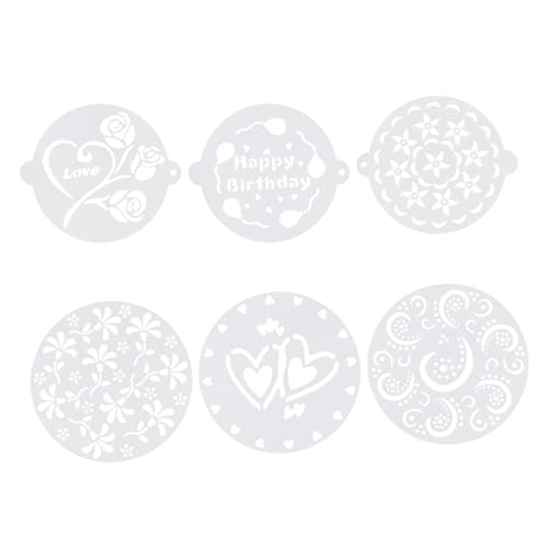 Warmhm 6 Stück Teiliges Cake Stencils aus Langlebigem Kunststoff Wiederverwendbare Tortendeko Schablonen mit Vielfältigen Mustern Umweltfreundlich und Präzise für Kuchen Cupcakes und von Warmhm