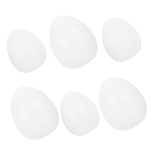 Warmhm 6 Stück bemalter Ei-Embryo easter eggs easter egg decoration DIY Ostereier malen Malerei für Dekorationen groß Party eierdekor aus kunststoff Ostereier selber machen Plastik Weiß von Warmhm