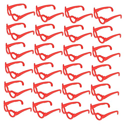 Warmhm 60 Stück Puppenbrillenzubehör Miniatur Gläser Puppe Mini- Mädchen Puppe Brille Stylische Puppensonnenbrille Brillenrequisiten Zum Anziehen Minipuppenbrille Rot Plastik von Warmhm