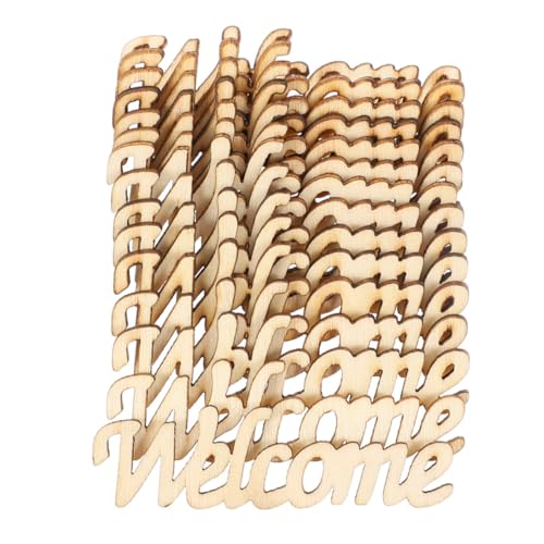 Warmhm 60 Stück Teiliges Unfertige Holz willkommenswörter aus Natürlichem Holz Bemalbare Holzscheiben zum Basteln Vielseitige DIY holzstücke für Kinderhandwerk und Dekoration von Tischen von Warmhm