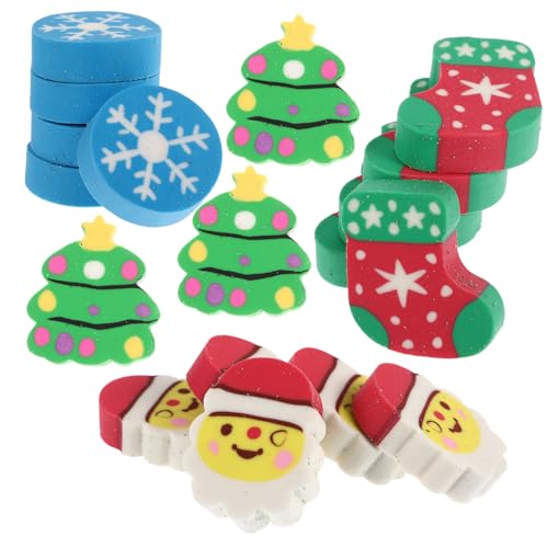 Warmhm 60 Stück Weihnachts Radiergummi Set Niedliche Santa Radierer für Schule und Weihnachten Mitgebsel für Sicher Hochwertigem Material von Warmhm