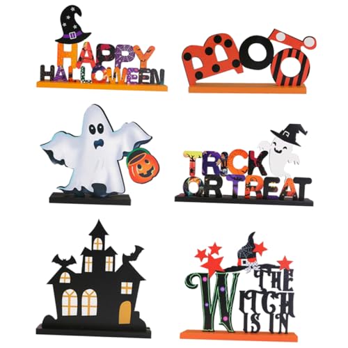 Warmhm Halloween Tisch Mittelstück 6 Stücke Holz Geister Dekorationen Set für Party Warmhm Halloween Tisch Mittelstück 6 Stücke Holz Geister Dekorationen Set für Party von Warmhm
