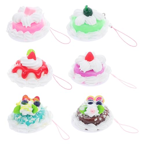 Warmhm 6St kleiner Kuchenanhänger Desktop-Dekoration Schwammablage Wohnkultur Aufbewahrungskorb Weide Teppiche Möbel realistischer Simulations-Cupcake gefälschter Simulationskuchen PVC von Warmhm
