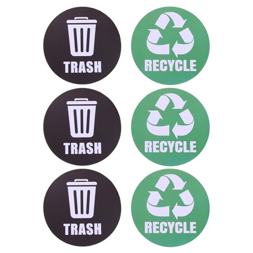Warmhm 6Stücke Mülltrennungs Aufkleber für Abfallbehälter Recycling Etiketten für Zuhause Büro Schule Räume Hochwertige Sticker für Einfache Anwendung von Warmhm