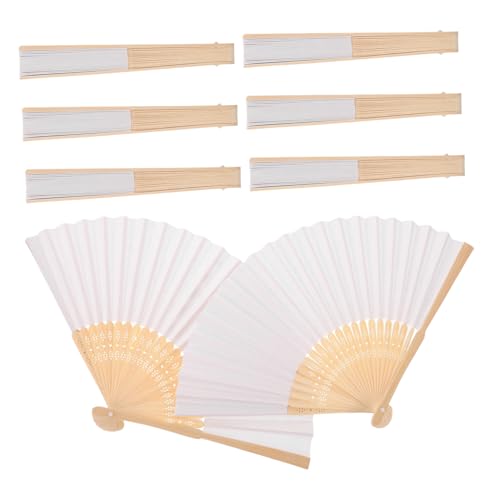 Warmhm 8 Stück Teiliges Faltbare Holz handfächer mit Weißem Blankopapier für DIY Kunst Kreative Bastelprojekte Kindergartenaktivitäten und Sommerdekoration von Warmhm