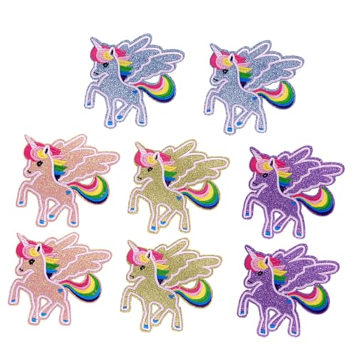 Warmhm 8 Stück Teiliges Glitzer Einhorn Patch Wunderschöne Applikationen für T Shirts Jeans und DIY Projekte Verschiedene Muster Aufbügeln und Verzieren von Kleidung und Accessoires von Warmhm