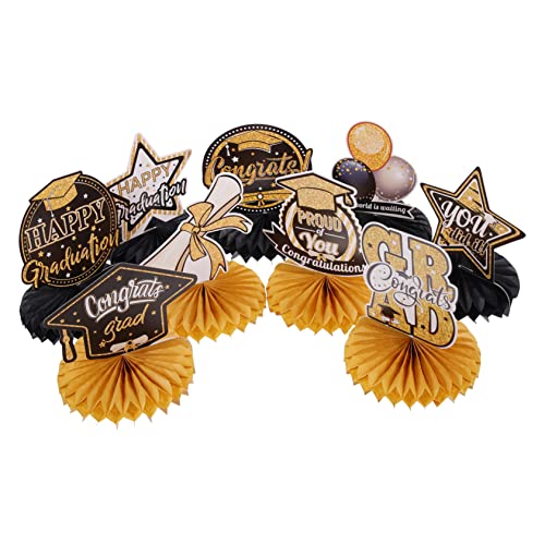 Warmhm 9 Stück Abschluss-Waben-Ornament Schwarze und goldene Abschlussdekorationen Weiß Kernstück für abschluss Party partydekoration Waben-Party- Abschluss Mittelstücke Papier Black Warmhm 9 Stück Abschluss-Waben-Ornament Schwarze und goldene Abschlussdekorationen Weiß Kernstück für abschluss Party partydekoration Waben-Party- Abschluss Mittelstücke Papier Black von Warmhm