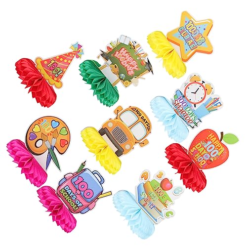 Warmhm 9 Stück Tischdekoration Zum 100 Schultag Partydekorationen Tischdekoration Schulanfangsdekorationen Klassenzimmerdekorationen Ornament 100 Tage Schulpapier von Warmhm