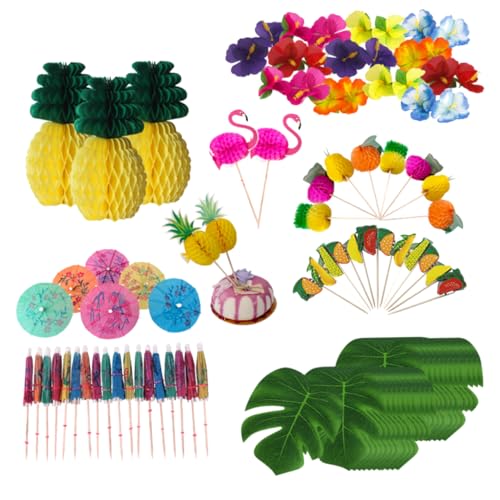Warmhm 99 Stück 1 Satz Hawaiianische Topper Ananas Tiki-Party-Dekorationen Strandpartydekorationen Monstera Party-wabenkugeln Hibiskus Hölzern Warmhm 99 Stück 1 Satz Hawaiianische Topper Ananas Tiki-Party-Dekorationen Strandpartydekorationen Monstera Party-wabenkugeln Hibiskus Hölzern von Warmhm