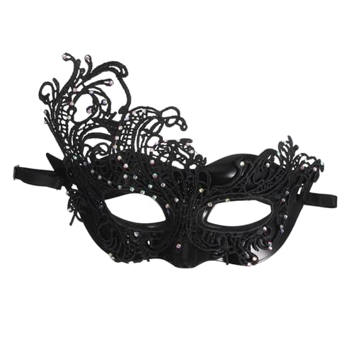 Warmhm Damen Halbgesichts Maske aus Spitzenstoff mit Elastischem Band Komfortabel und Vielseitig für Halloween Kostümball Karneval und Cosplay Partys Geeignet von Warmhm