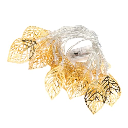 Warmhm Goldene Metallblatt-lichterkette -raumdekoration Mit Hohlen Blättern Keine Batterie Erforderlich Für Partys von Warmhm