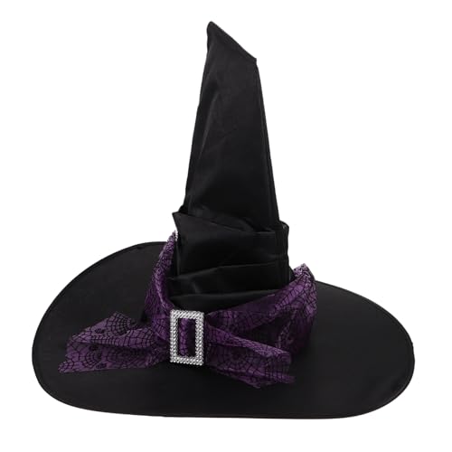 Warmhm Halloween Hexenhut Hexenkrempenhut Hexenhut Stirnband Für Erwachsene Und Damen Halloween Hexendekoration Gothic Hut Kostüm Zylinder Hüte Für Damen Hexenhüte Für von Warmhm
