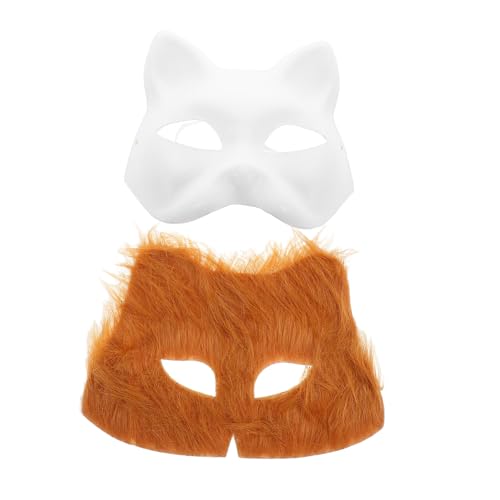 Warmhm Halloween-kostüm-zubehör 2 Stück Katzenmasken Unbemalte Blanko-masken Für Frauen Männer Jungen Und Mädchen Erwachsene Cosplay-dekoration von Warmhm