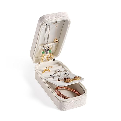 Warmhm Kleine Schmuckschatulle Kleiner Schmuckbox Aus Kunstleder Für Ringe Ohrringe Halsketten Armbänder Kompaktes Design Für Reisen Praktischer Schmuck Organizer Für Schmuckliebhaber von Warmhm