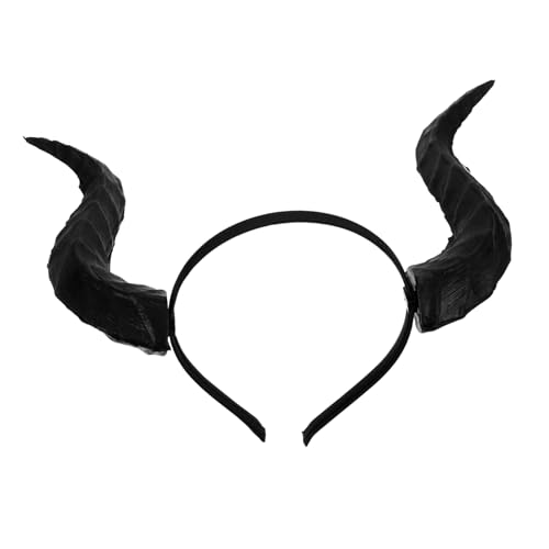 Warmhm Kostüm Hörner Mardi Gras Stirnband Halloween Teufel Kostüm Karneval Stirnband Gothic Horn Horn Haarband Halloween Hörner Cosplay Teufel Zubehör Pu Schwarz von Warmhm