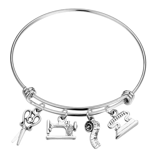 Warmhm Schere Maßband Armband Nähen Schere Armreif Nähen Liebhaber Armreif Bettelarmband Für Frauen Quilterinnen Armreif Nähen Geschenk Nähen Armreif Edelstahl Skalierbarer Schmuck von Warmhm