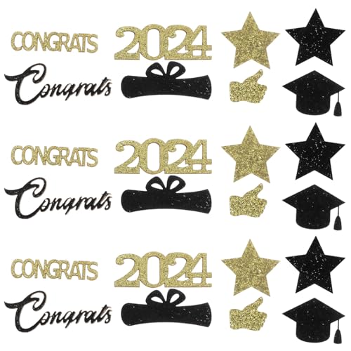 Warmhm Schwarz-Goldenes Abschluss-Konfetti 2024 1 Tüte Glückwunsch-Abschluss-Konfetti Für 2024 Abschlussdekoration Für Abschlussfeier 2024 Abschluss-Tischdekoration von Warmhm