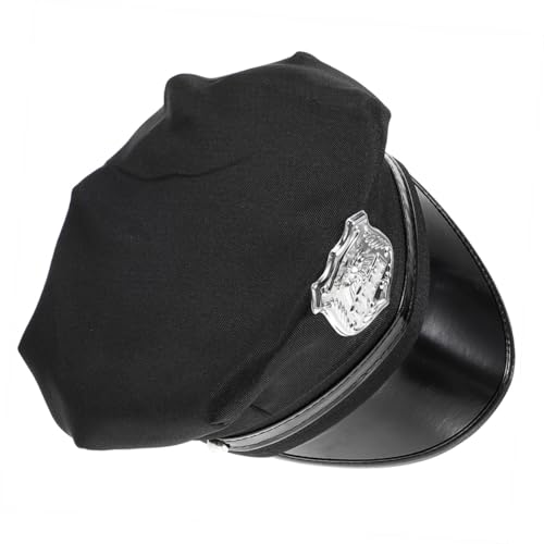 Warmhm Schwarzer PU Polizeihut mit Pailletten Damen Herren Cosplay Mütze für Halloween Karneval Bühnenperformance Party Zubehör Warmhm Schwarzer PU Polizeihut mit Pailletten Damen Herren Cosplay Mütze für Halloween Karneval Bühnenperformance Party Zubehör von Warmhm