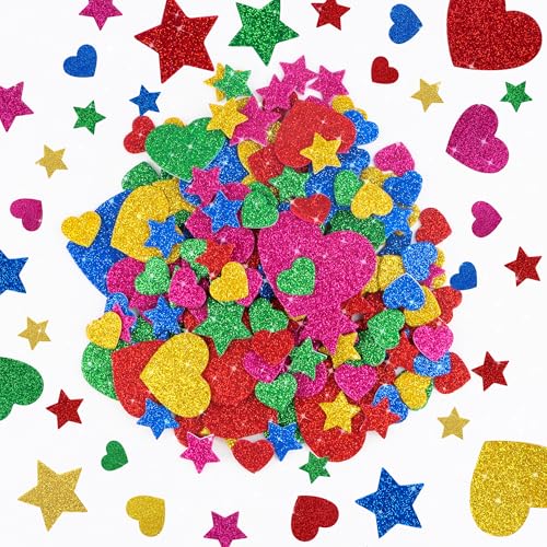 625 Stück Moosgummi Glitzer Foam Sticker für Kinder, Selbstklebender Glitzernder Schaumstoff Aufkleber, Herz und Sterne Aufkleber für Sammelalben Wand Dekoration DIY Basteln 625 Stück Moosgummi Glitzer Foam Sticker für Kinder, Selbstklebender Glitzernder Schaumstoff Aufkleber, Herz und Sterne Aufkleber für Sammelalben Wand Dekoration DIY Basteln von Warpest