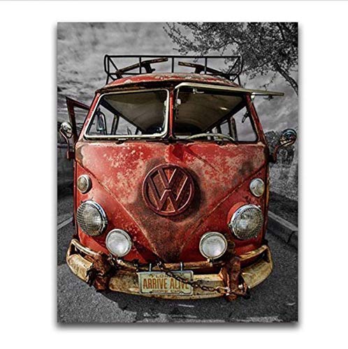 Warreal 5D Diamant Painting Full,5D DIY Diamond Painting Kreuzstich Vw Bus Voll Rund Diamond Stickerei Auto Voll Diamond Mosaikmaschine Bilder Strasssteine 40x50cm von Fiico