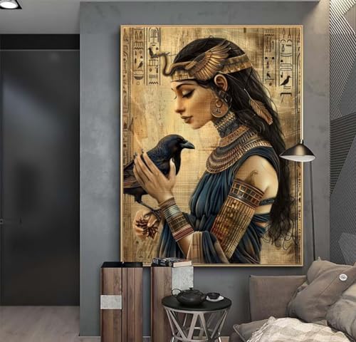 Ägyptische Prinzessin Vogel Diamond Painting Erwachsene 60x45cm DIY Diamant Painting Bilder Kinder,Full Drill Diamond Art Painting,Malen Nach Zahlen Malerei Stickerei Set,Home Wand Dekor Geschenk f334 von Washifa