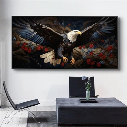 Diamond Painting Fliegender Adler Diamant Painting Bilder Erwachsene Groß DIY Diamond Art Kinder Full Drill Diamond Painting Zubehör Diamant Kunst Malerei Stickerei Set Home Wand Decor 220x90 cm S298 von Washifa