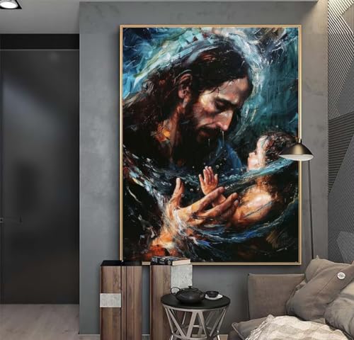 Diamond Painting Jesus Diamant Painting Bilder DIY Diamond Art Kinder Full Drill Diamond Painting Zubehör Basteln Erwachsene 5D Diamant Kunst Malerei Stickerei Set Mosaic Home Wand Decor 50x65 cm y377 von Washifa